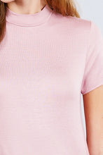 Load image into Gallery viewer, Short Sleeve Mock Neck Rayon Spandex Rib Top
