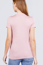 Load image into Gallery viewer, Short Sleeve Mock Neck Rayon Spandex Rib Top