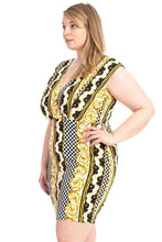 Load image into Gallery viewer, Plus Size Boarder Print  V-neck Bodycon Dress