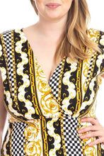 Load image into Gallery viewer, Plus Size Boarder Print  V-neck Bodycon Dress