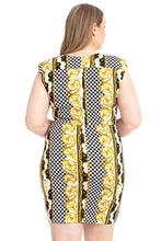 Load image into Gallery viewer, Plus Size Boarder Print  V-neck Bodycon Dress