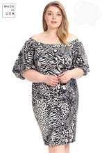 Load image into Gallery viewer, Plus Size  Animal Print Crepe Stretch Bodycon Dress