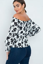 Load image into Gallery viewer, Long Sleeves Off Shoulder Neckline Printed Shirt