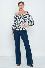 Load image into Gallery viewer, Long Sleeves Off Shoulder Neckline Printed Shirt
