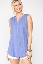 Load image into Gallery viewer, Sleeveless Lace Trim Tunic Top With Scoop Hem