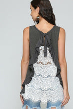 Load image into Gallery viewer, Sleeveless Back Lace Ruffle Detail Tank Top