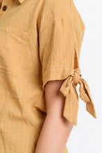 Load image into Gallery viewer, Short Sleeve Button Up Top With Tie Sleeve