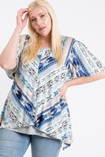 Load image into Gallery viewer, Short Sleeve Aztec Patterned Layered Top