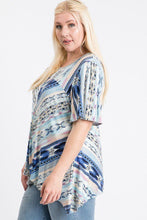 Load image into Gallery viewer, Short Sleeve Aztec Patterned Layered Top