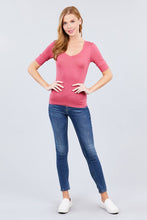 Load image into Gallery viewer, Elbow Sleeve V Neck Top
