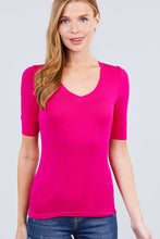 Load image into Gallery viewer, Elbow Sleeve V Neck Top