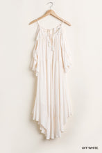 Load image into Gallery viewer, Ruffled Cold Shoulder Maxi Dress With Front Tassel Tie