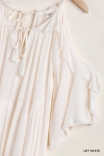 Load image into Gallery viewer, Ruffled Cold Shoulder Maxi Dress With Front Tassel Tie