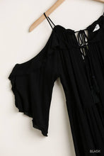 Load image into Gallery viewer, Ruffled Cold Shoulder Maxi Dress With Front Tassel Tie