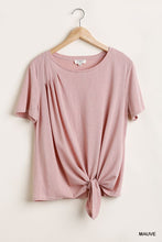 Load image into Gallery viewer, Flowy Fit Round Neck Top With Front Knot And Lining Detail