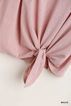 Load image into Gallery viewer, Flowy Fit Round Neck Top With Front Knot And Lining Detail