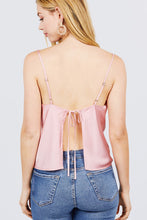 Load image into Gallery viewer, Cowl Neck W/back Open Tie Detail Cami Satin Woven Top