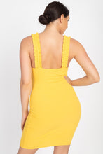 Load image into Gallery viewer, Ruffle Strap Ribbed Mini Dress
