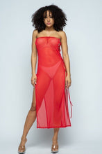 Load image into Gallery viewer, Solid Mesh Side Lace Up Cover Up Dress