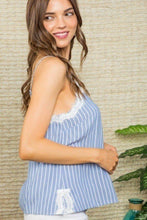 Load image into Gallery viewer, Stripe Print Side Slit Adjustable Self Spaghetti Lace Cami