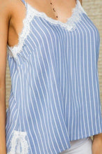 Load image into Gallery viewer, Stripe Print Side Slit Adjustable Self Spaghetti Lace Cami
