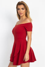 Load image into Gallery viewer, Fit &amp; Flare Off Shoulder Romper