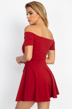 Load image into Gallery viewer, Fit &amp; Flare Off Shoulder Romper