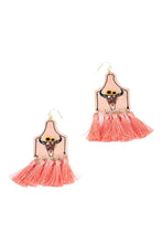 Load image into Gallery viewer, Stylish Western Cow Skull And Tassel Drop Earring