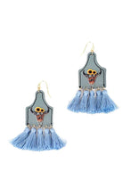 Load image into Gallery viewer, Stylish Western Cow Skull And Tassel Drop Earring