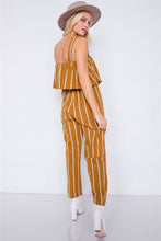 Load image into Gallery viewer, Stripe Buckle Shoulder Wide Leg Jumpsuit