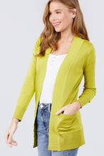 Load image into Gallery viewer, Long Sleeve Rib Banded Open Sweater Cardigan W/pockets