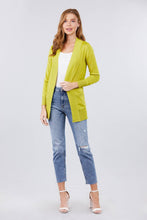 Load image into Gallery viewer, Long Sleeve Rib Banded Open Sweater Cardigan W/pockets