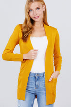 Load image into Gallery viewer, Long Sleeve Rib Banded Open Sweater Cardigan W/pockets