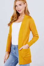 Load image into Gallery viewer, Long Sleeve Rib Banded Open Sweater Cardigan W/pockets
