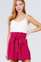 Load image into Gallery viewer, V-neck W/belted Tie High Waist Cami Woven Romper