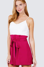 Load image into Gallery viewer, V-neck W/belted Tie High Waist Cami Woven Romper