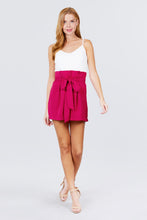 Load image into Gallery viewer, V-neck W/belted Tie High Waist Cami Woven Romper