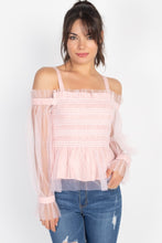 Load image into Gallery viewer, Sheer Mesh Open Shoulder Top