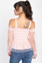 Load image into Gallery viewer, Sheer Mesh Open Shoulder Top