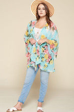 Load image into Gallery viewer, Plus Size Floral Printed Oversize Flowy And Airy Kimono With Dramatic Bell Sleeves