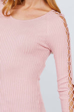 Load image into Gallery viewer, Long Sleeve W/strappy Detail Round Neck Rib Sweater Top