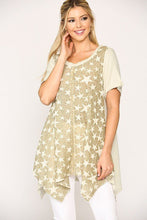 Load image into Gallery viewer, Star Textured Knit Mixed Tunic Top With Shark Bite Hem