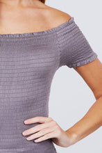 Load image into Gallery viewer, Short Sleeve Off The Shoulder Smocked Rayon Spandex Top