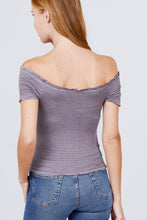 Load image into Gallery viewer, Short Sleeve Off The Shoulder Smocked Rayon Spandex Top