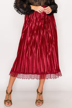 Load image into Gallery viewer, Lace Trim Accordion Pleated Midi Skirt