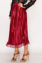 Load image into Gallery viewer, Lace Trim Accordion Pleated Midi Skirt