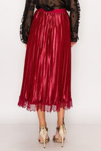 Load image into Gallery viewer, Lace Trim Accordion Pleated Midi Skirt