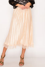 Load image into Gallery viewer, Lace Trim Accordion Pleated Midi Skirt