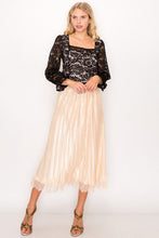 Load image into Gallery viewer, Lace Trim Accordion Pleated Midi Skirt