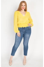 Load image into Gallery viewer, Waist Smoking V Neck Blouse
